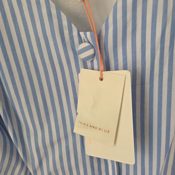 NWT SKIES ARE BLUE STRIPED ROSETTE SHOULDER V NECK BUTTONED ROMPER SIZE M - Picture 10 of 16